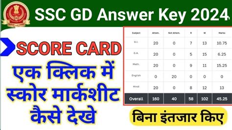 SSC GD 2024 Score Marksheet Kaise Dekhe How To Check SSC GD 2024 Ans