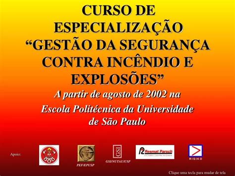 PPT GESTÃO DA SEGURANÇA CONTRA INCÊNDIO E EXPLOSÕES PowerPoint