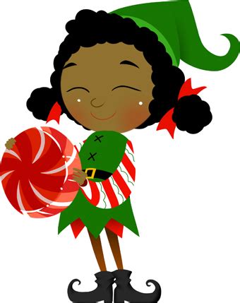 Black Christmas Elves Clipart