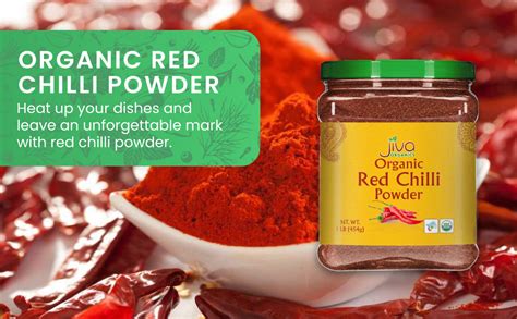 Jiva Organic Red Chili Powder 1 Pound Jar Non Gmo Suitable For Vegetarians