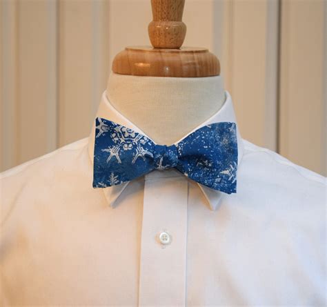 Bow Tie Bluewhite Snowflakes Holiday Bow Tie Hanukkah Bow Tie Blue