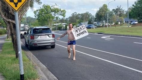 Gold Coast Drivers Cheer Blokes Cheeky Speed Trap Warning Sign Gold