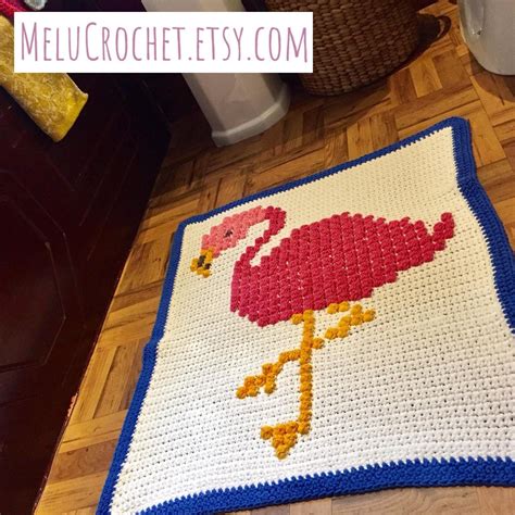 Flamingo Crochet Blanket Bath Mat Bobble Stitch Pattern By Melu Crochet Modern Pattern Chart