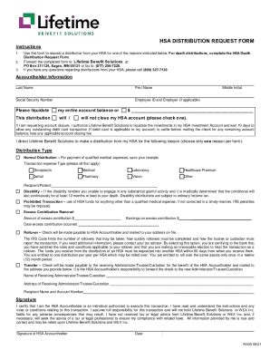 Fillable Online HSA DISTRIBUTION REQUEST FORM Instructions Fax Email