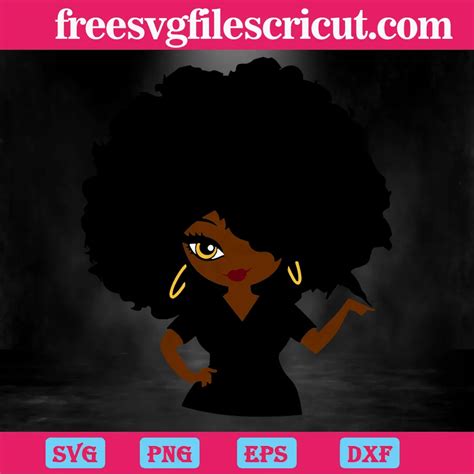 Afro Black Woman Natural Hair Svg Png Dxf Eps Cricut Files Free Svg