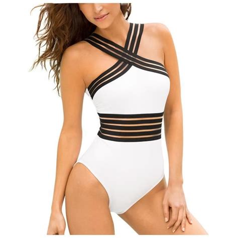 Femmes Sexy One Piece Perspective Bikini Push Up Pad Maillots De Bain