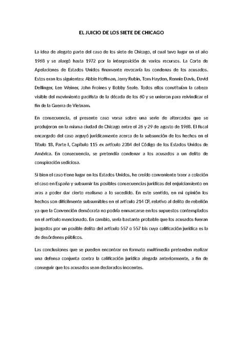 EL Juicio DE LOS Siete DE Chicago - EL JUICIO DE LOS SIETE DE CHICAGO