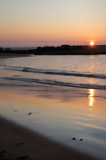 Premium Photo | Beautiful beach sunrise under a blue sky