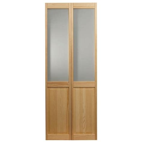 Pinecroft 32 In X 80 In Frosted Glass Over Raised Panel Pine Interior