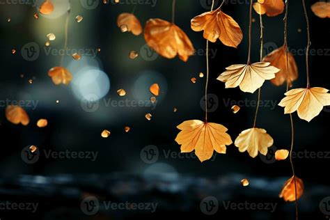 Falling leaves, black background. AI generative 29708851 Stock Photo at ...