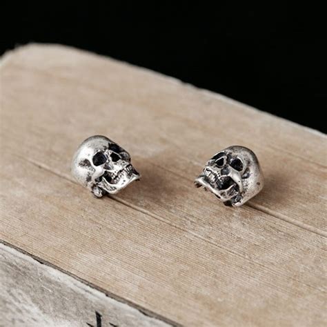 Boucles D Oreilles Tete De Mort Homme Argent Royaume Crane