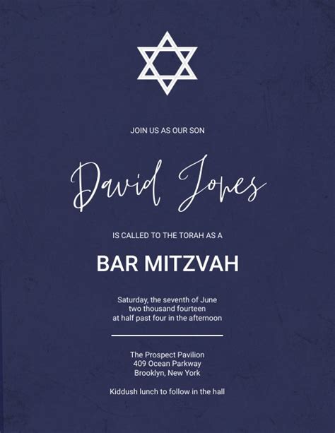 Free Bar Mitzvah Invitation Template With Star Of David