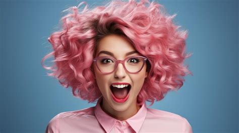 Premium Ai Image A Woman With Pink Hair And Pink Glasses