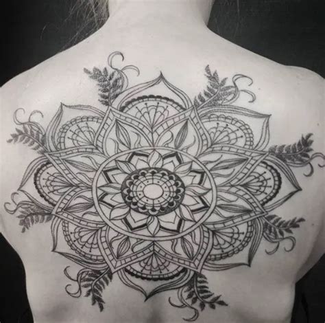 Beautiful Geometric Lotus Mandala Back Tattoo Ideas Mandala Tattoo