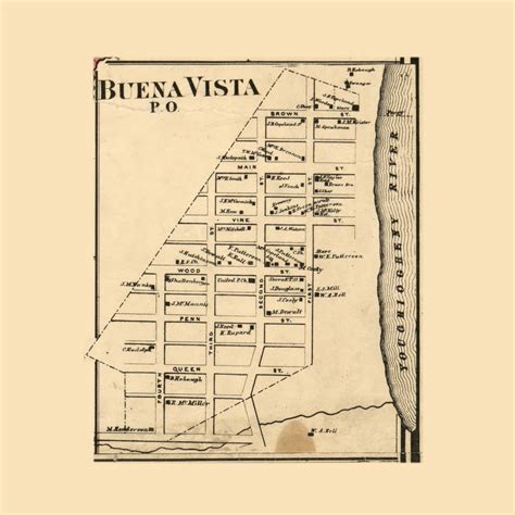 Buena Vista PO Pennsylvania 1862 Old Town Map Custom Print Allegheny