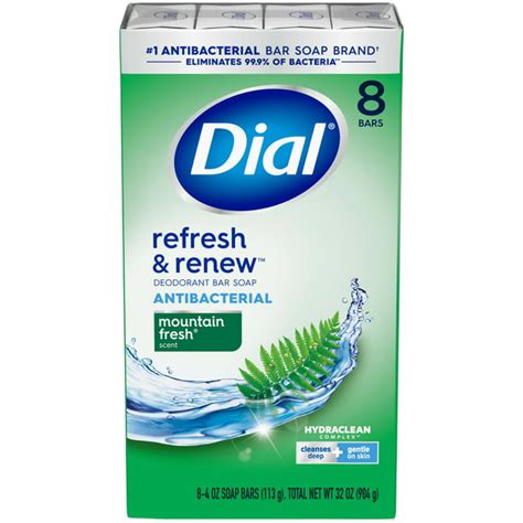 Dial Antibacterial Bar Soap Refresh And Renew Mountain Fresh 4 Oz 8