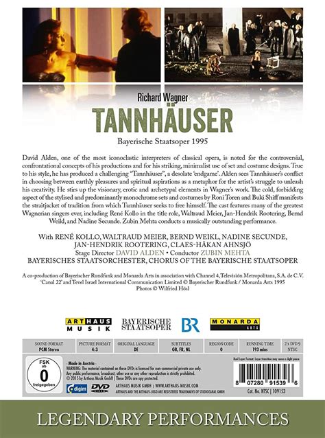 Wagner Tannhäuser Legendary Performances DVD René Kollo Waltraud