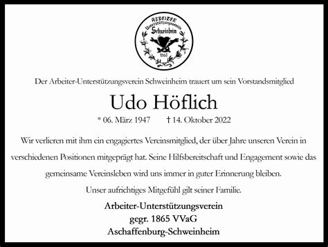 Wir trauern um unser Vorstandsmitglied Udo Höflich Arbeiter