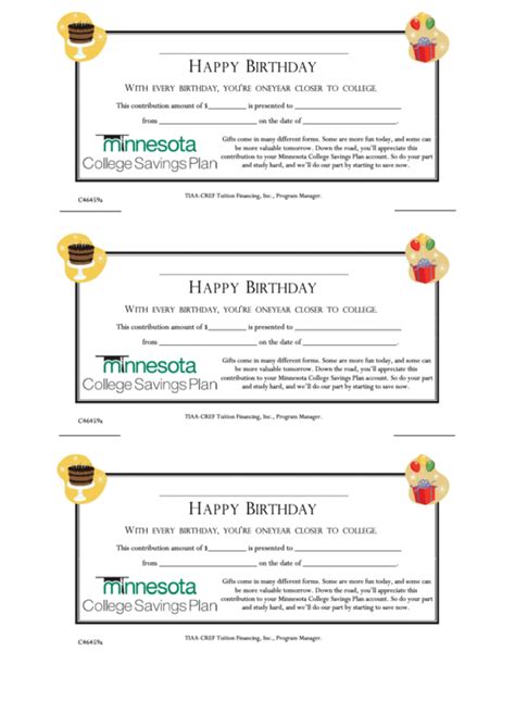 Fillable Birthday Gift Certificate Template printable pdf download