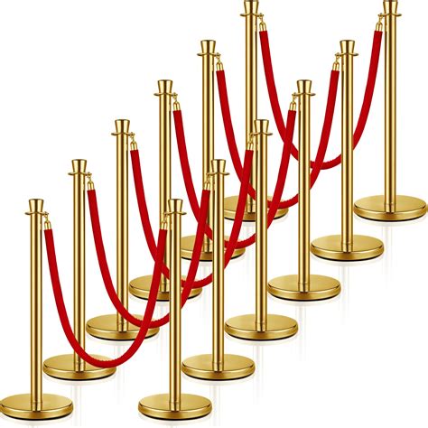 Wesiti Stainless Steel Stanchion Post Queue 5ft Red Velvet Rope Red