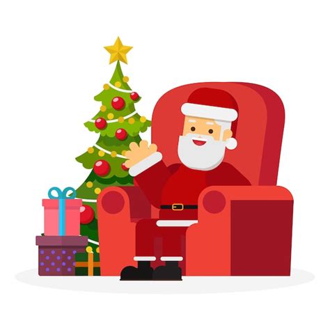 Premium Vector Christmas Concept Santa Claus Sitting In Chair