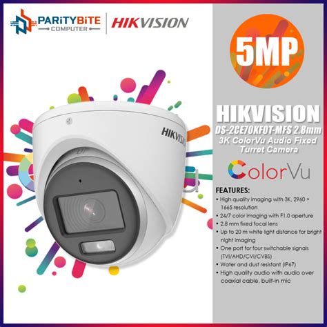 HIKVISION CCTV Camera DS 2CE70KF0T MFS Metal 3K 5MP 2 8mm Colorvu