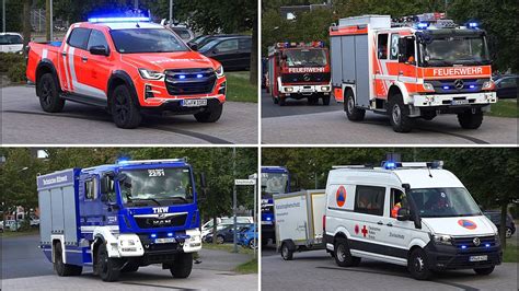 Gesamtwehrübung 2024 Einsatzfahrten der Feuerwehr Alsdorf THW OV