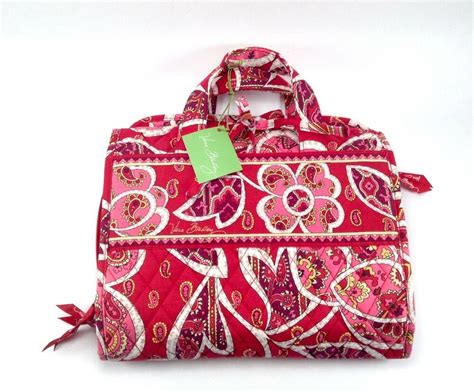 Vera Bradley Hanging Organizer Red Rosy Posies Toiletry Travel Bag Fold