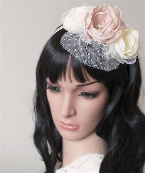 Fabric Flower Fascinator Bridal Fascinator Pale Pink Etsy Bridal