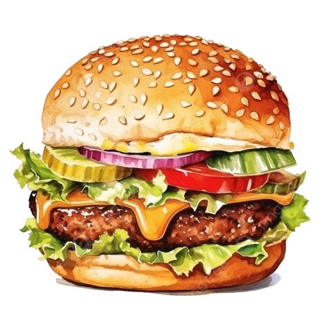 Burger Fast Food Watercolor Hamburger Burger Watercolor Png