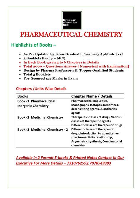 Pharmaceutical Chemistry Gpat Books Study Notes Books With