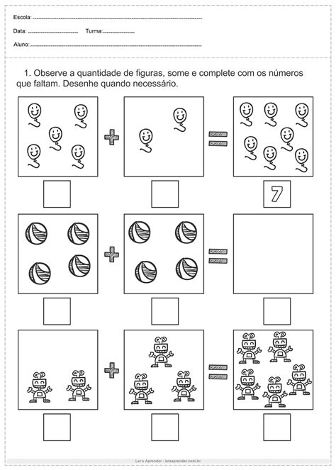 Atividade De Matemática 1°ano Observe Ler E Aprender