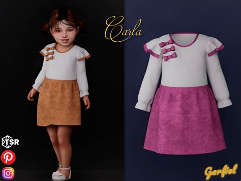 The Sims Resource Carla Dress With Bows And Corduroy Skirt