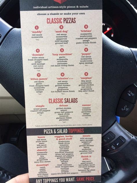 Menu At Mod Pizza Pizzeria Pasadena