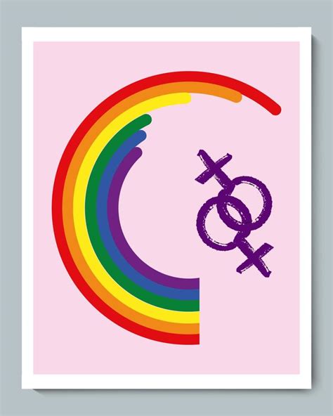 Rainbow Semicircle With Gender Texture Freehand Female Lesbian Symbol