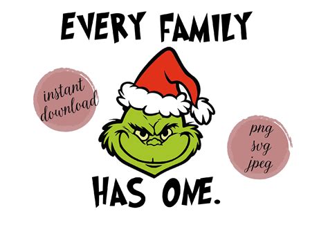 Grinch Face Every Family Has One, SVG, PNG, Cricut, Grinch Face Svg