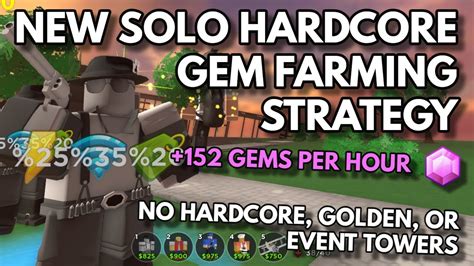 New Solo Hardcore Grinding Method 152 Gems Per Hour Roblox Tower