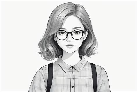 Premium Photo Portrait Of A Cute Girl In Glasses Isolated