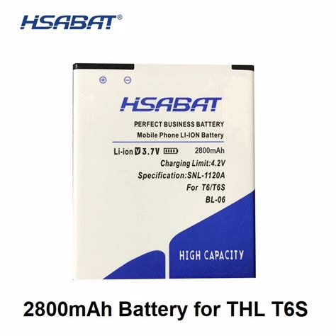 HSABAT 2800mAh BL 06 BL 06 Mobile Phone Battery For THL T6s T6 Pro