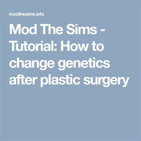 Sims 4 Plastic Surgery Mod Vsaever