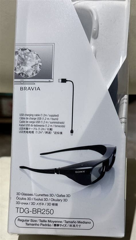 Sony Tdg Br250 Active New 3d Glasses Regular Size Black Ebay