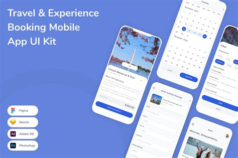 旅行和体验预订移动应用APP UI KIT FIG PSD SKETCH XD 云瑞设计