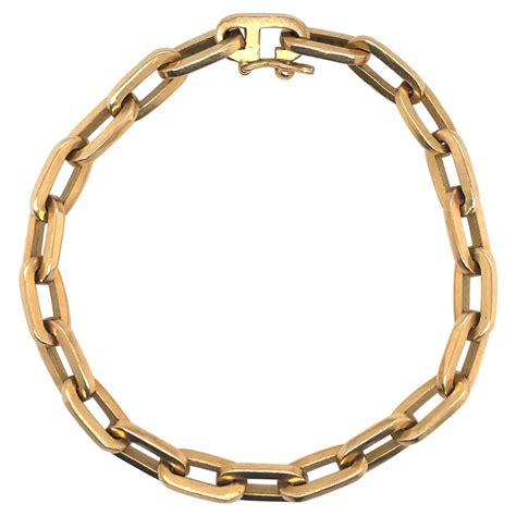 18 Karat Yellow Gold Textured Link Bracelet 34 9 Grams For Sale At 1stDibs