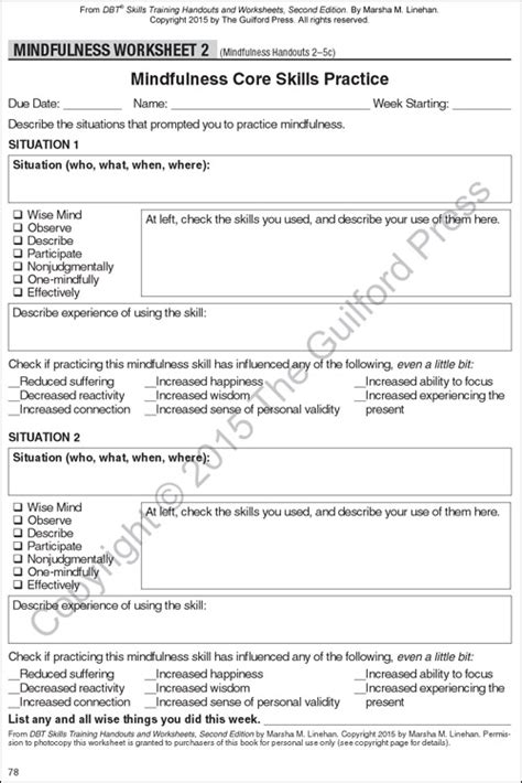 Dbt Skills Worksheets Marsha Linehan