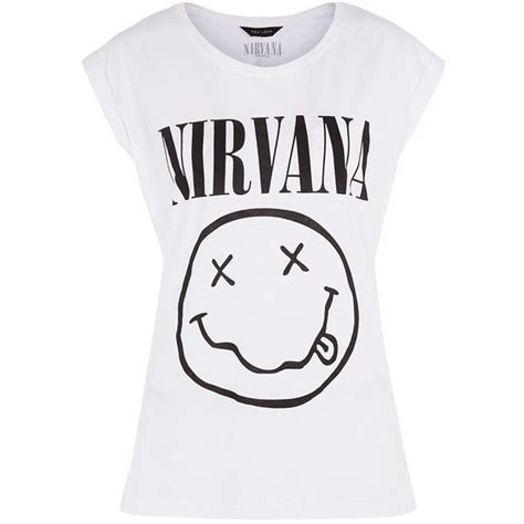 White Nirvana T Shirt 23 Liked On Polyvore Featuring Tops T Shirts Shirts B White Short