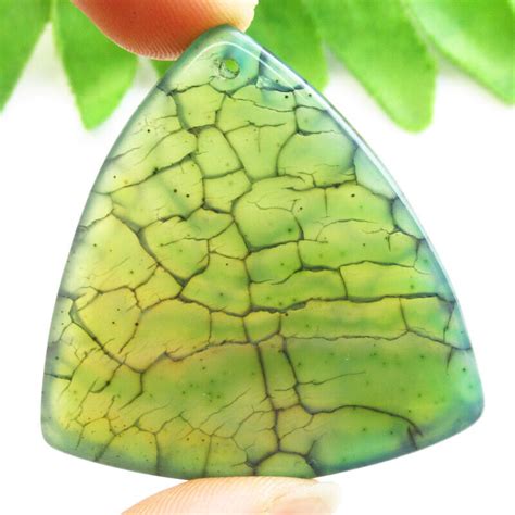 X X Mm Green Black Dragon Veins Agate Triangle Pendant Bead J