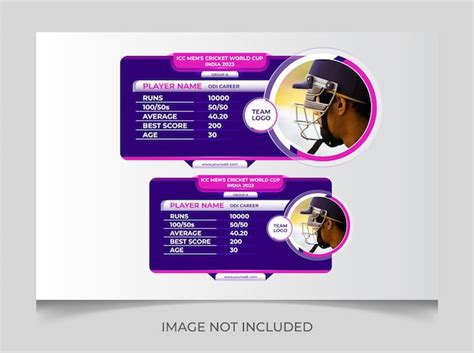 Premium Vector | Cricket statistics player stats career info template ...