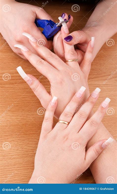 Manicurist Trimming Nail Stock Image Image Of Female 18439067