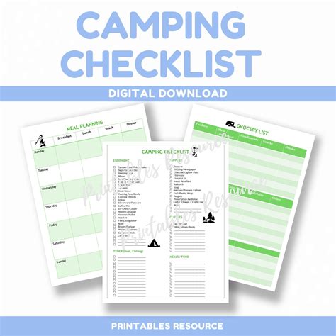 RV Checklist Camping Checklist Printable RV Camper Lists Camping