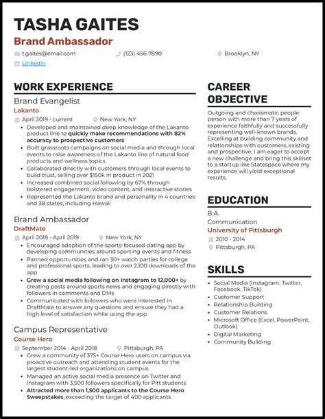 Promo Model Resume Example